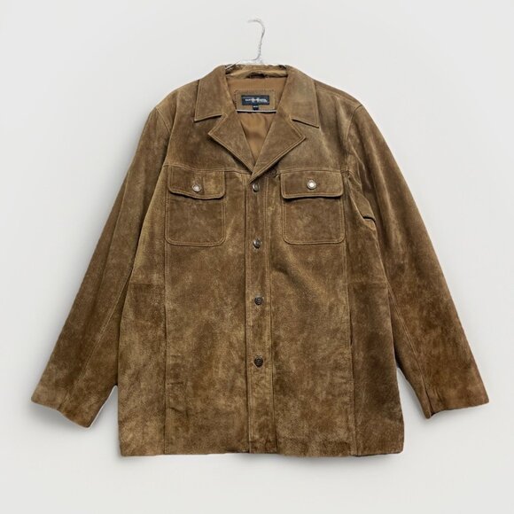 Hathaway Suede Leather Jacket Men’s Sz M Light Brown Classic Casual Outerwear - Picture 1 of 15